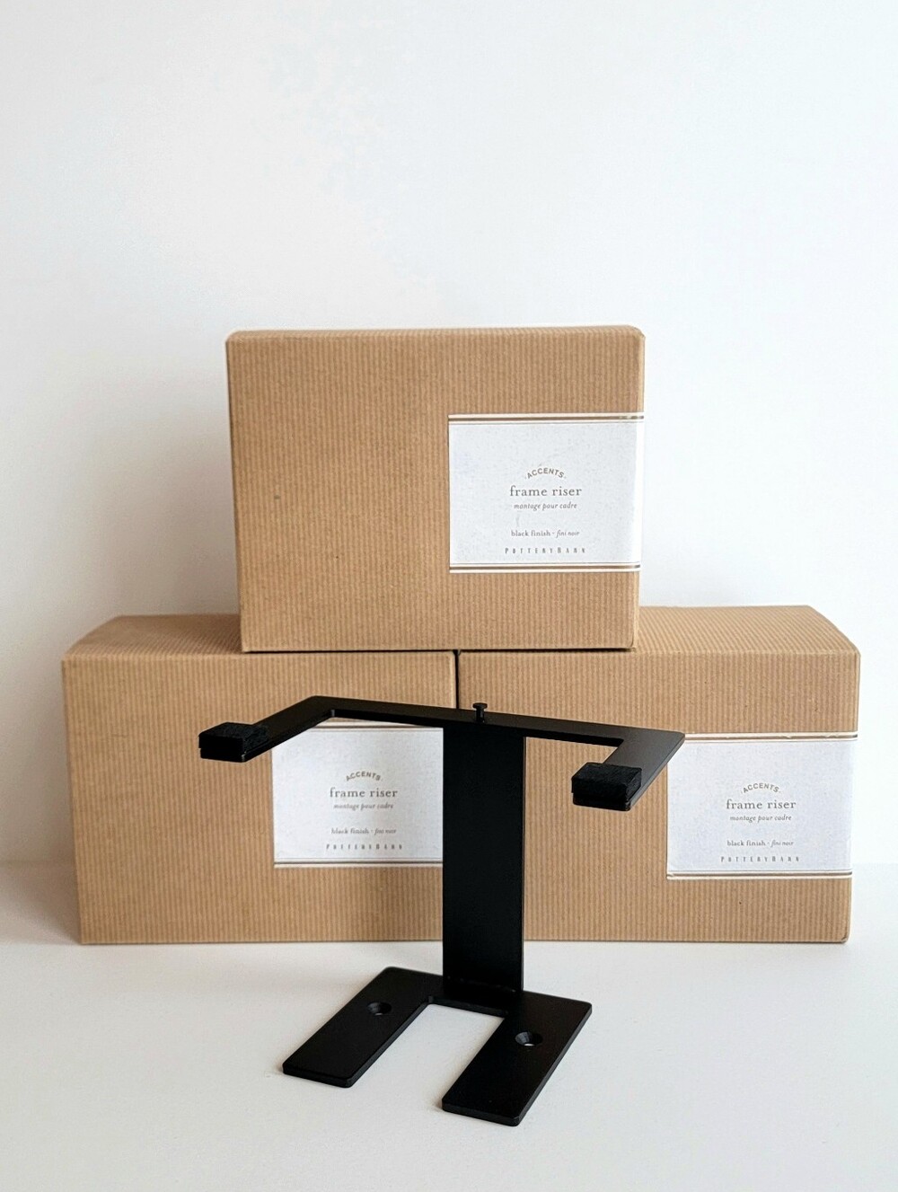 Pottery Barn Frame Risers x3 Black Picture Photo Wall Gallery Display Stand NIB